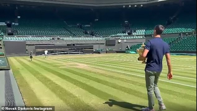 Novak Djokovic and his kids operate about an vacant Centre Court